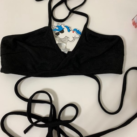 I heart raves black wrap top - Picture 2 of 4